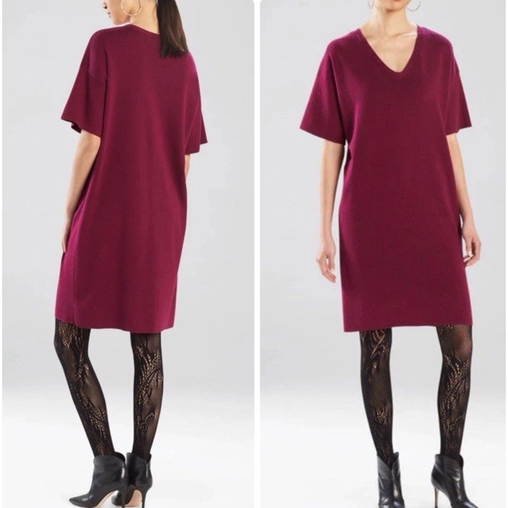 NWT Natori Angkor V Neck Dress Cotton/Silk/Cashmere/Nylon Magenta Size S $248
